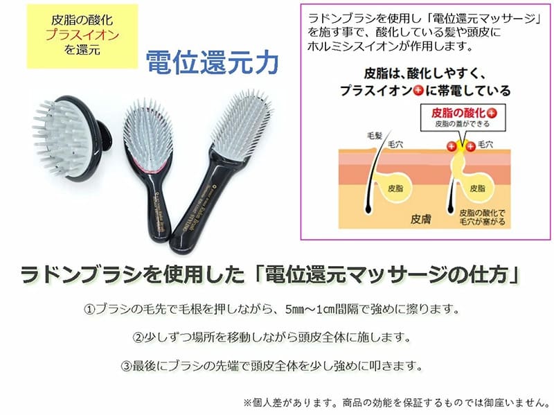 スタイリングブラシ+シャンプーブラシ最強2点セット:ラドンガス(マイナスイオン)発生【男女兼用】