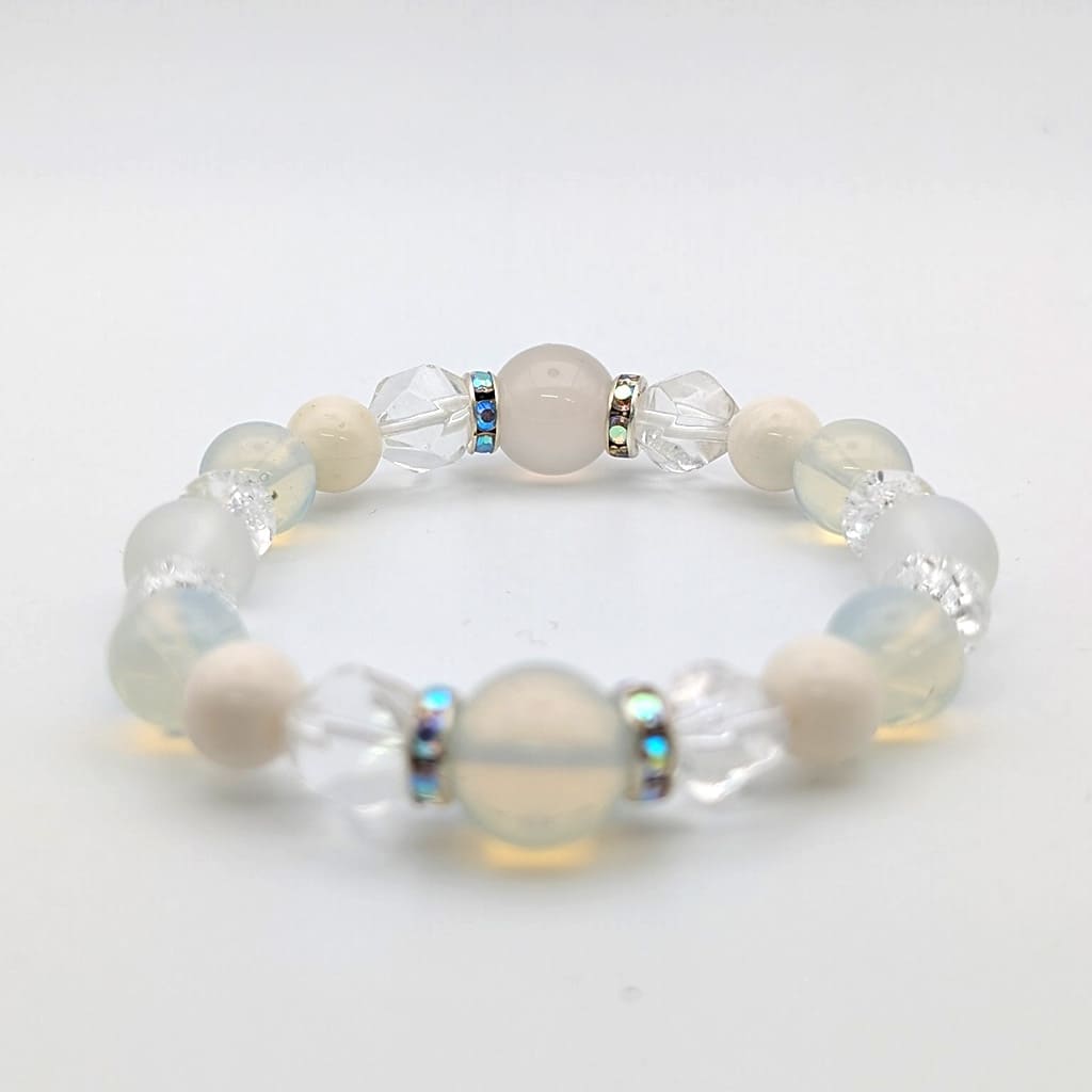 10月誕生石オパール天然石ブレスレットレディース(TX)【浄化用WhiteSageのお香プレゼント】
