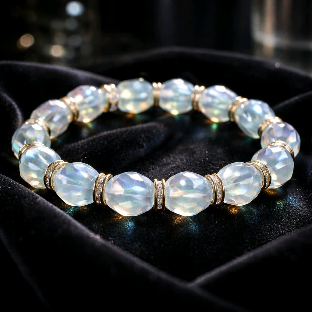 10月誕生石オパール天然石ブレスレットレディース(TX)【浄化用WhiteSageのお香プレゼント】