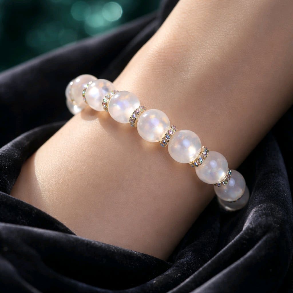 10月誕生石オパール天然石ブレスレットレディース(TX)【浄化用WhiteSageのお香プレゼント】