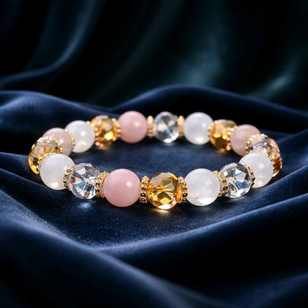 11月誕生石シトリン天然石ブレスレットレディース(TX)【浄化用WhiteSageのお香プレゼント】