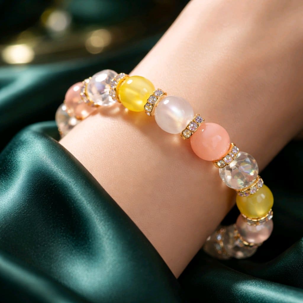 11月誕生石シトリン天然石ブレスレットレディース(TX)【浄化用WhiteSageのお香プレゼント】