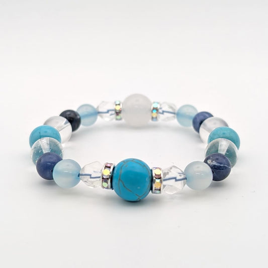 12月誕生石ターコイズ天然石ブレスレットレディース(TX)【浄化用WhiteSageのお香プレゼント】