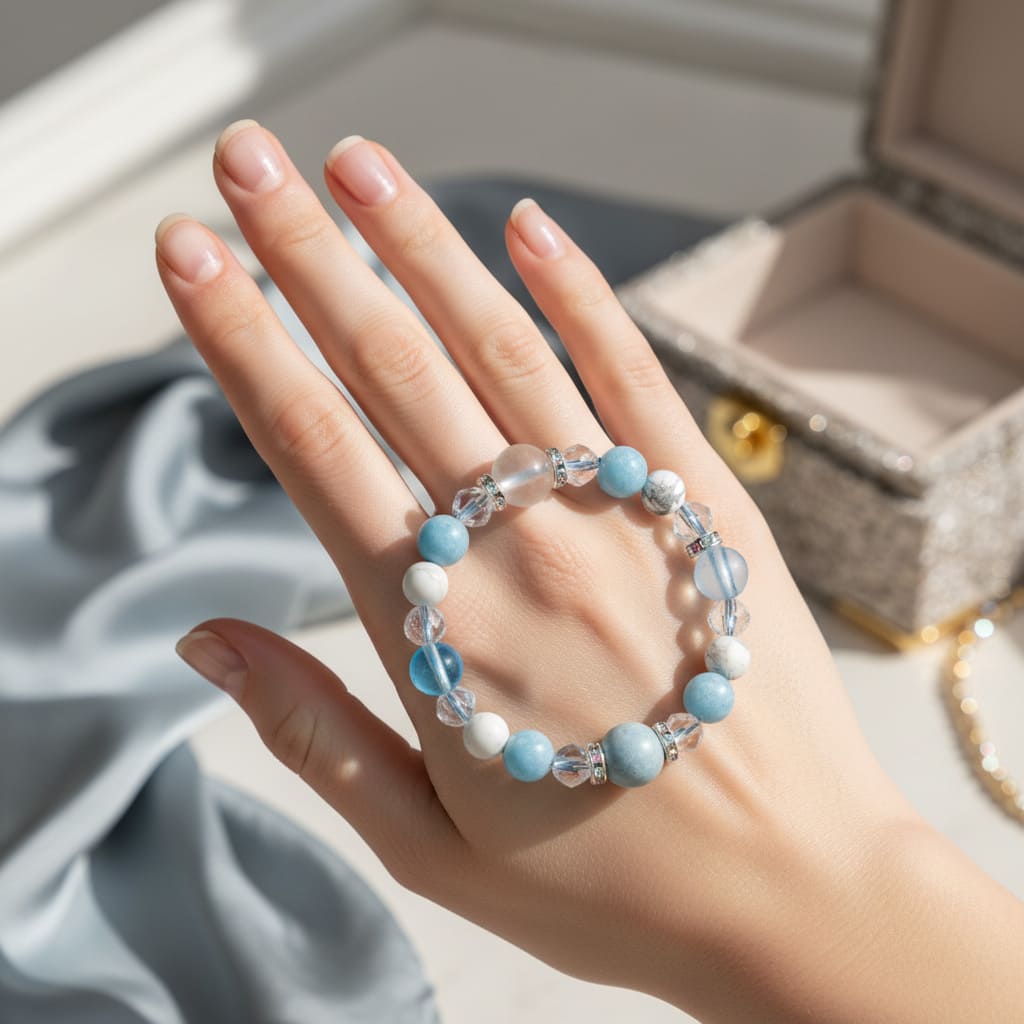 3月誕生石アクアマリン 天然石 ブレスレット レディース アクセサリー(TW)【浄化用WhiteSageのお香プレゼント】
