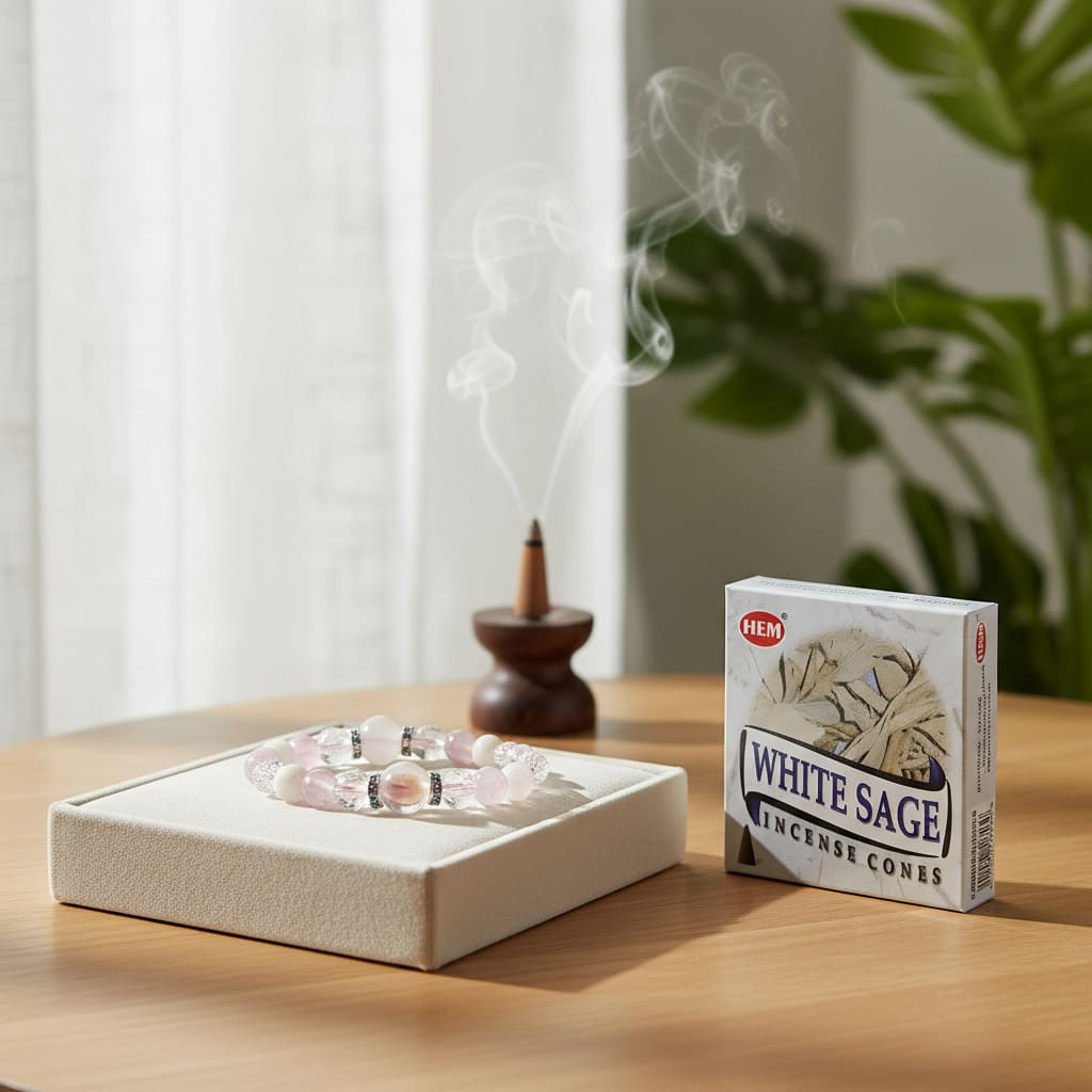 12月誕生石ターコイズ天然石ブレスレットレディース(TX)【浄化用WhiteSageのお香プレゼント】