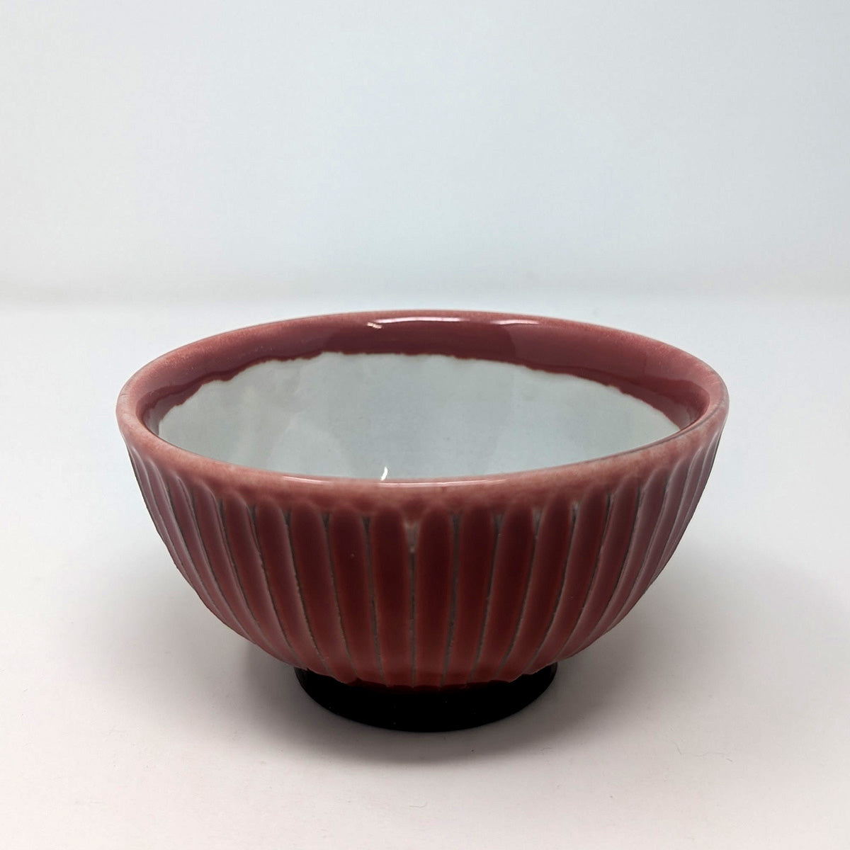 笠間焼-縞茶碗/赤(HX)