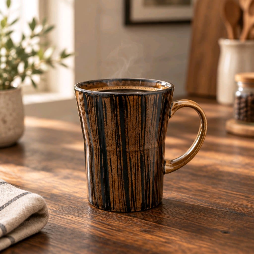 波佐見焼:FD筋紋飴釉Folk Designマグコーヒーカップ日本製(HDZA)