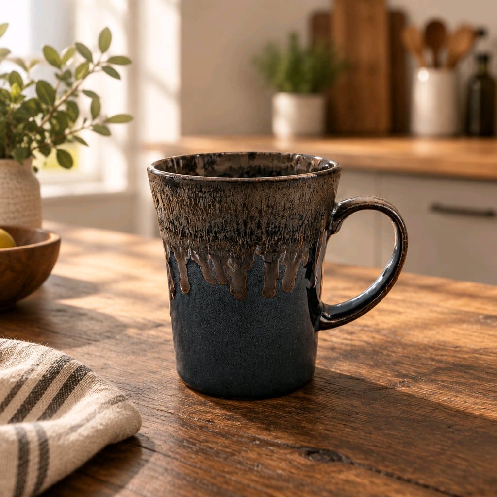 波佐見焼:FFD飴釉渕金泥Folk Designマグコーヒーカップ　日本製(HDZA)