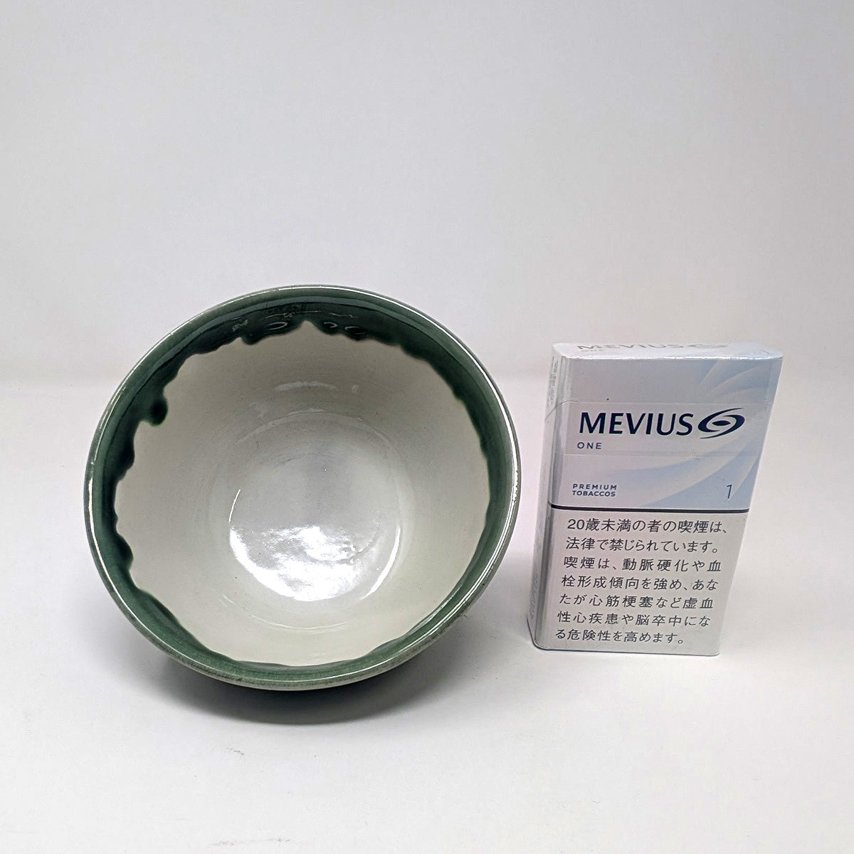 笠間焼-縞茶碗/グリーン(HX)