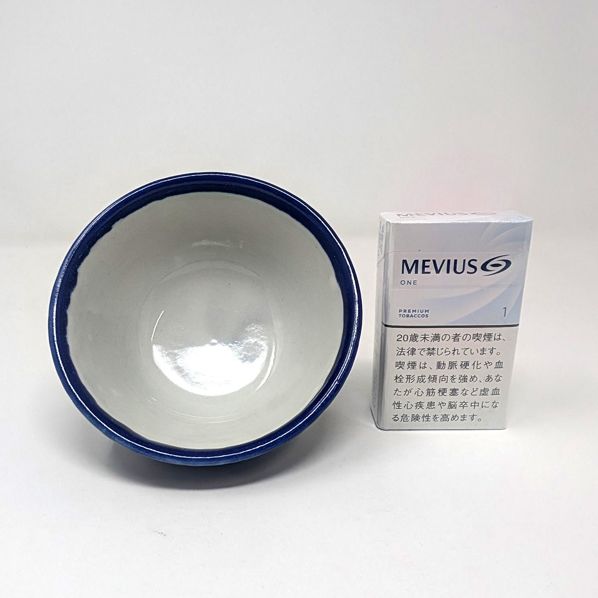 笠間焼-縞茶碗/紺(HX)