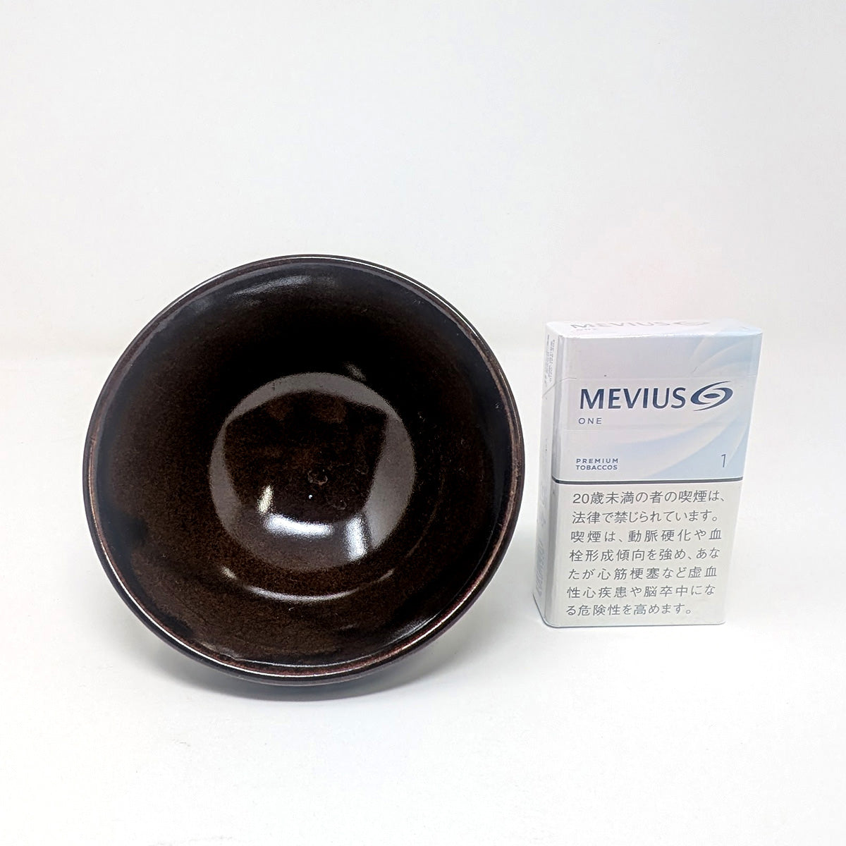 笠間焼-縞茶碗/こげ茶(HX)