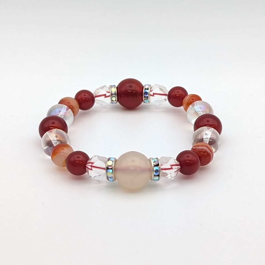 7月誕生石カーネリアン天然石ブレスレットレディース(TX)【浄化用WhiteSageのお香プレゼント】