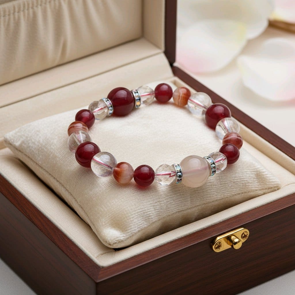 7月誕生石カーネリアン天然石ブレスレットレディース(TX)【浄化用WhiteSageのお香プレゼント】