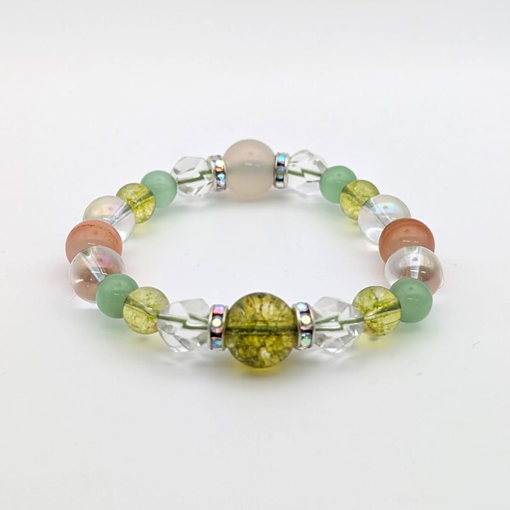 8月誕生石ペリドット天然石ブレスレットレディース(TX)【浄化用WhiteSageのお香プレゼント】