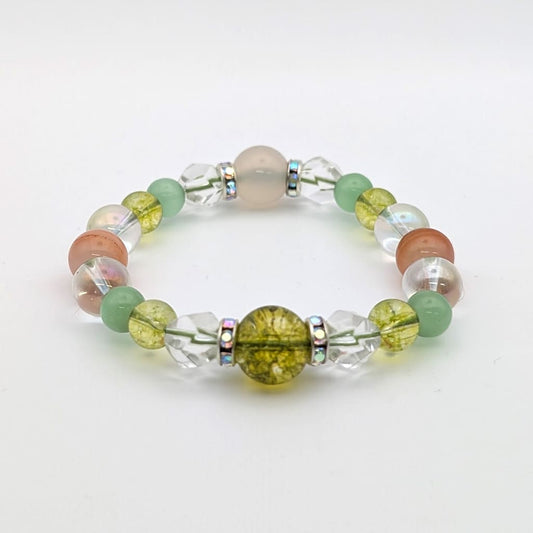 8月誕生石ペリドット天然石ブレスレットレディース(TX)【浄化用WhiteSageのお香プレゼント】