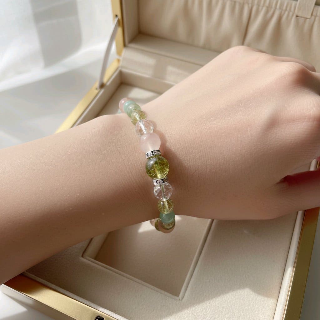 8月誕生石ペリドット天然石ブレスレットレディース(TX)【浄化用WhiteSageのお香プレゼント】