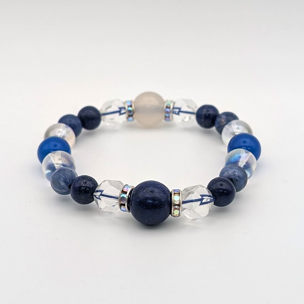9月誕生石ラピスラズリ天然石ブレスレットレディース(TX)【浄化用WhiteSageのお香プレゼント】
