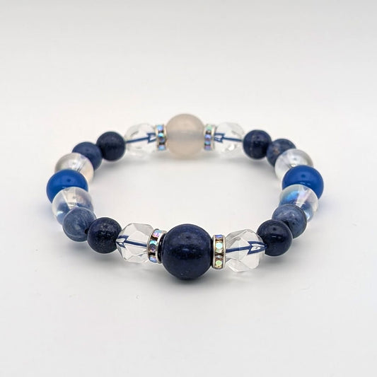9月誕生石ラピスラズリ天然石ブレスレットレディース(TX)【浄化用WhiteSageのお香プレゼント】